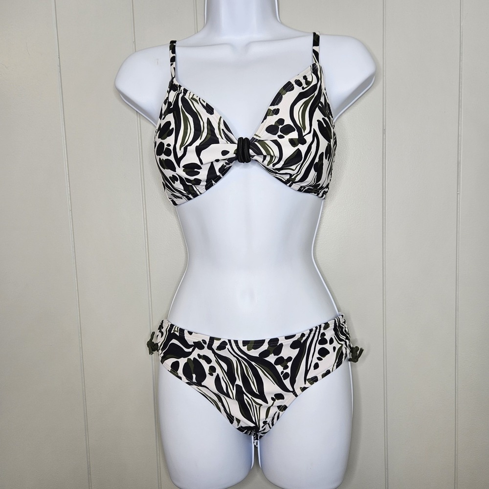 Hurley 2 Piece Bathing Suit Size Large Green, White And Black